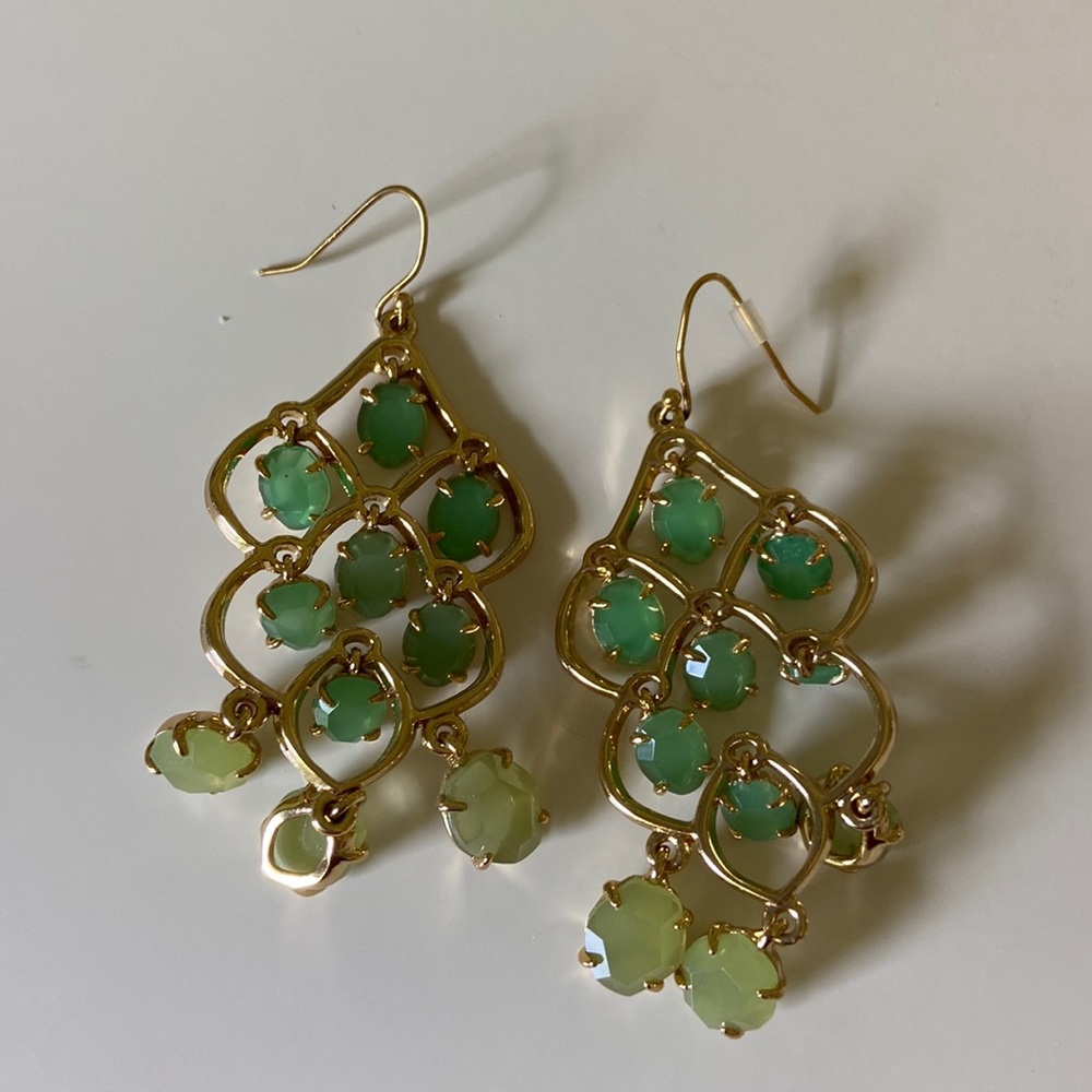 Stella and Dot green and gold statement earrings